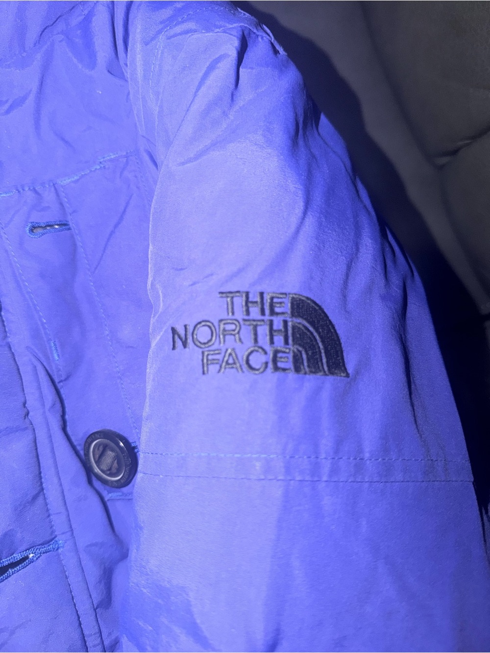 The North Face Men's Bright Purple Ski Jacket with Black Logo